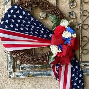 Sola Wood Flower Patriotic wreath.